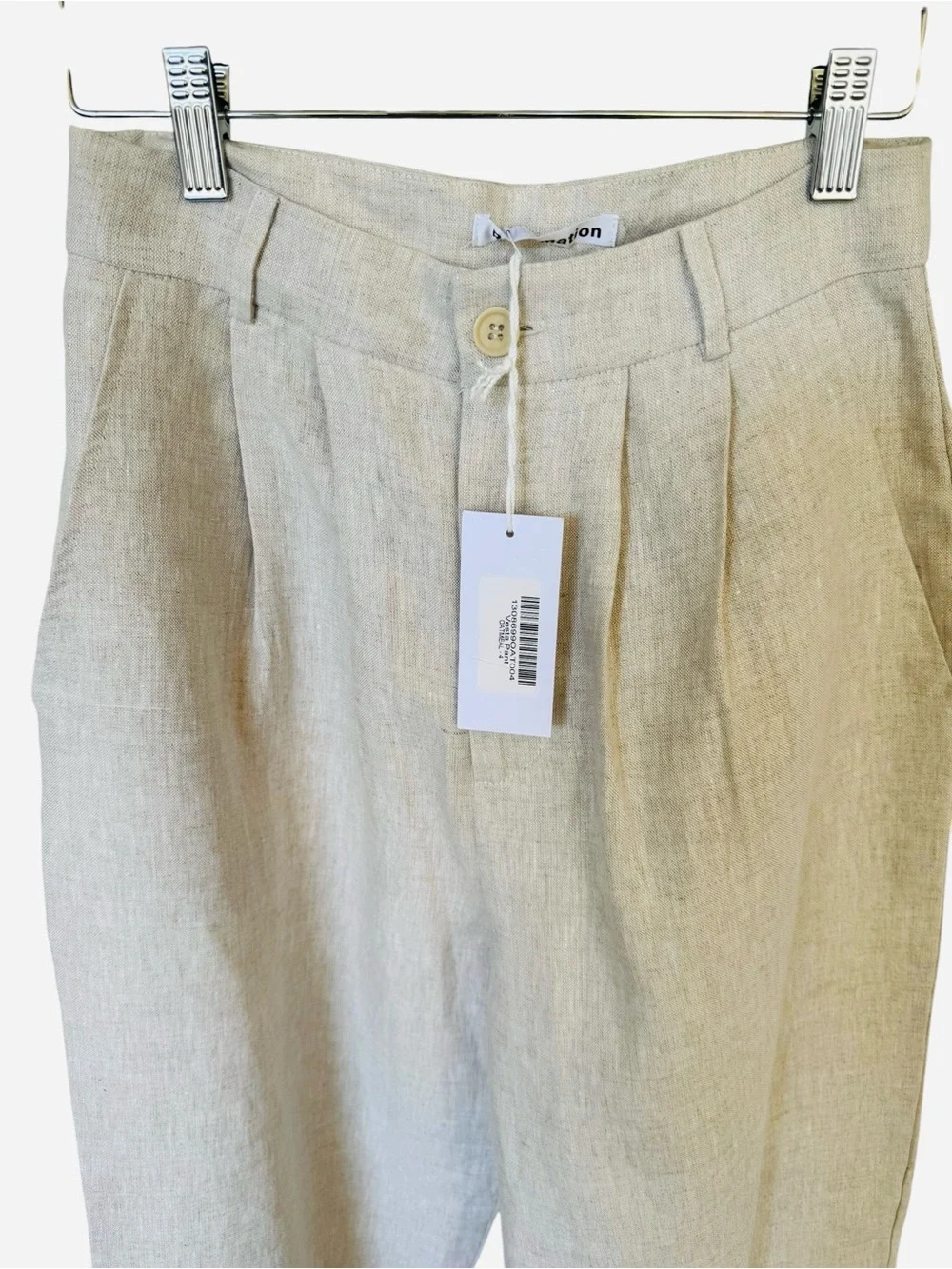 Reformation Vesta Pant High-Waist Wide Leg Linen trouser - oatmeal Sz 4